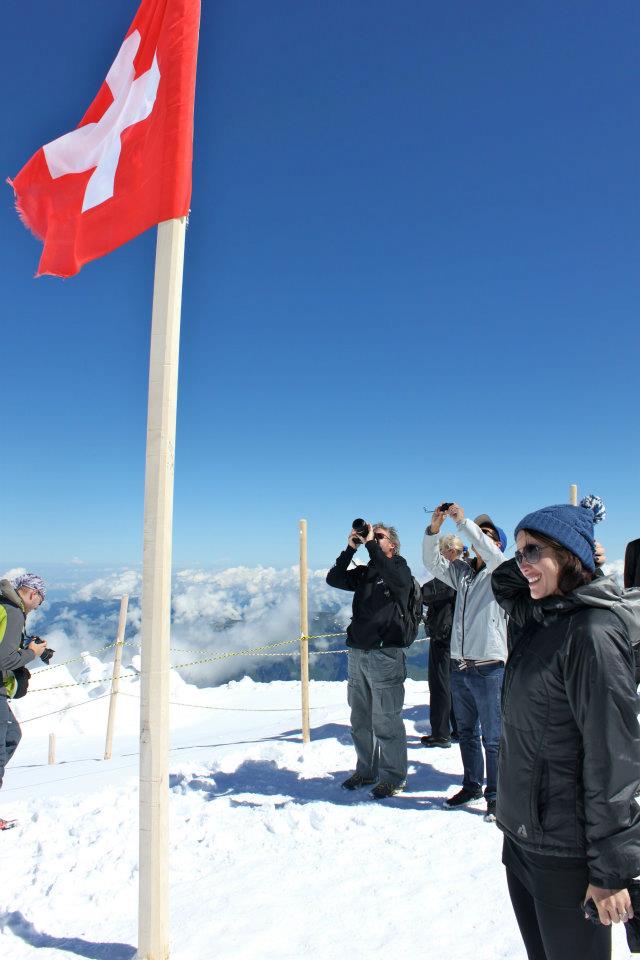 Saluting the Swiss at the top of Jungfrau, the highest train station in the world.