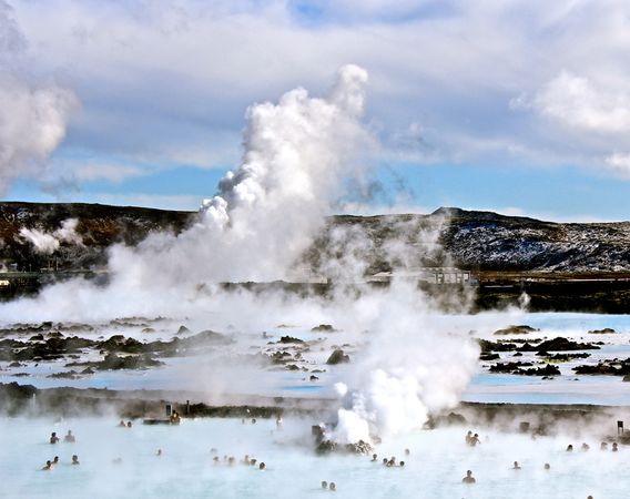 The well-known Blue Lagoon hot springs.