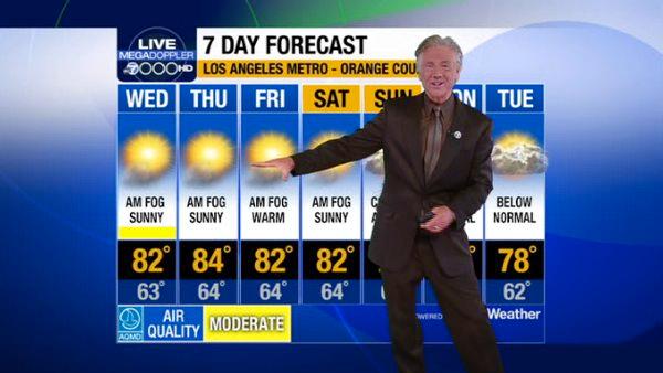 This is LA weatherman Dallas Raines (that is honestly his real name).  And this is pretty much what he points to every single day.